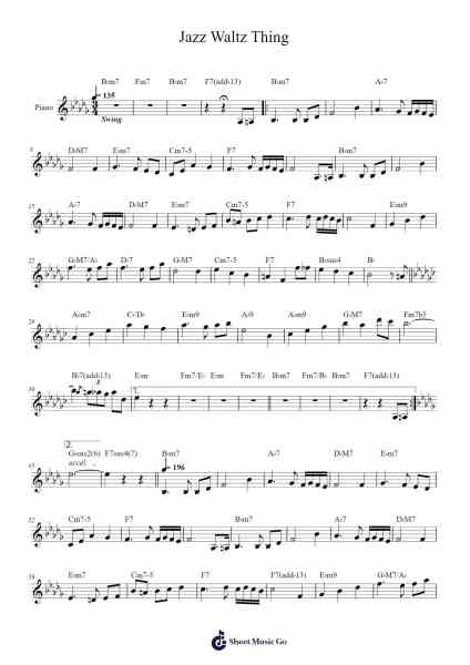 Jazz Waltz Thing Sheet Music by hihi123131-Arr.Bonnes Junemiah