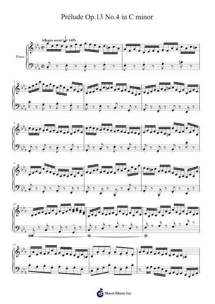 Prélude Op. 13 No. 4 in C Minor Sheet Music by Lam Halcyon-Arr.Lesvien Billjay