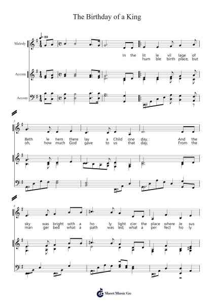 The Birthday of a King Sheet Music by William Harold Neidlinger-Arr.Efbin Kimsie