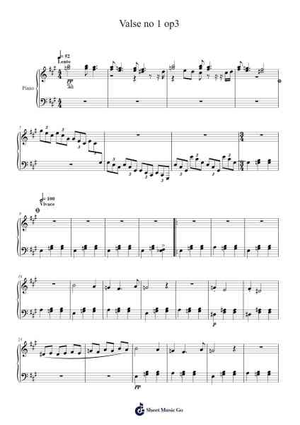 Valse No. 1 Op. 3 Sheet Music by Celeab A-Arr.Wykim Browningsnow