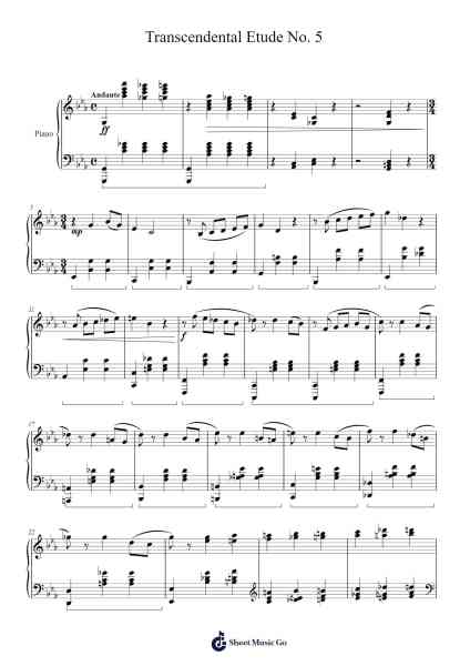 Transcendental Etude No. 5, Op. 5 Sheet Music by Dickann Coryan-Arr.Colbard Ramsdick