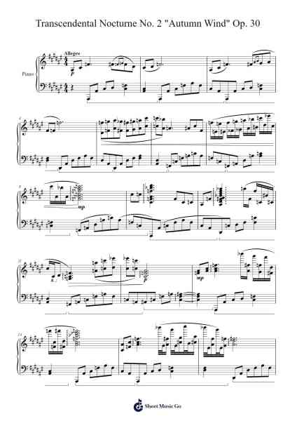 Transcendental Nocturne No. 2 "Autumn Wind" Op. 30 Sheet Music by Louigray Sidway-Arr.Dysaul Beaze