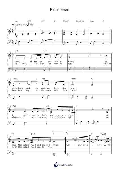 Rebel Heart Sheet Music by Lauren Daigle-Arr.Bushdiah Kenthood