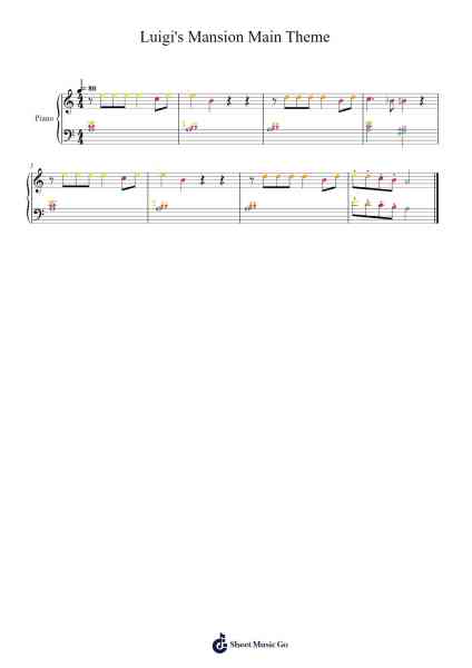 Luigi's Mansion Main Theme Sheet Music by Kazumi Totaka-Arr.Clylogg Brarie