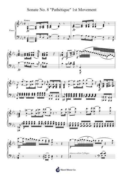 Sonate No. 8 "Pathétique" 1st Movement Sheet Music by Ludwig van Beethoven-Arr.Toddjoy