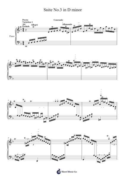 Suite No. 3 in D Minor, HWV 428 Sheet Music by libreryofbach-Arr.Kylenus Minruth