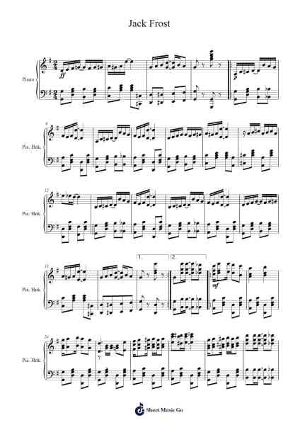 Jack Frost Sheet Music by Archie Ward Scheu-Arr.Hughgee