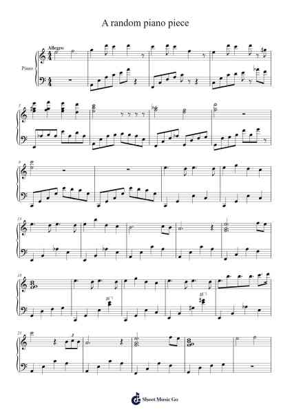 A random piano piece Sheet Music by Jimmy Lee (Wan Cheung)-Arr.Stonelian Chantham