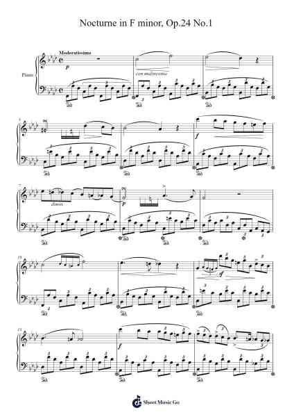 Nocturne in F minor, Op. 24 No. 1 Sheet Music by Ignacy Feliks Dobrzyński-Arr.Ellyle Hunrhys
