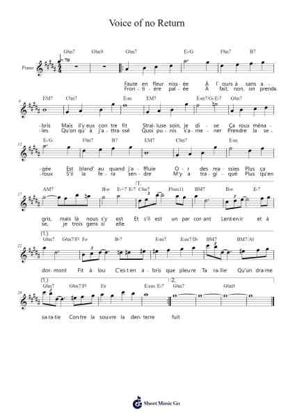 Voice of no Return Sheet Music by Keiichi Okabe-Arr.Philley Mabna