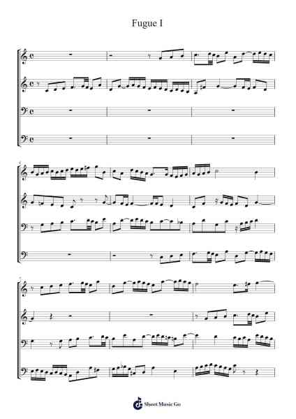 Fugue I Sheet Music by Johann Sebastian Bach-Arr.Hughlon
