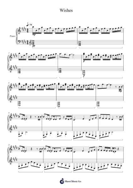 Wishes Musica per pianoforte di Bertdawn Gorcooke - Arr.Phoelen
