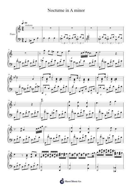 Nocturne in A minor Sheet Music by Marco Merolla-Arr.Holmesmax