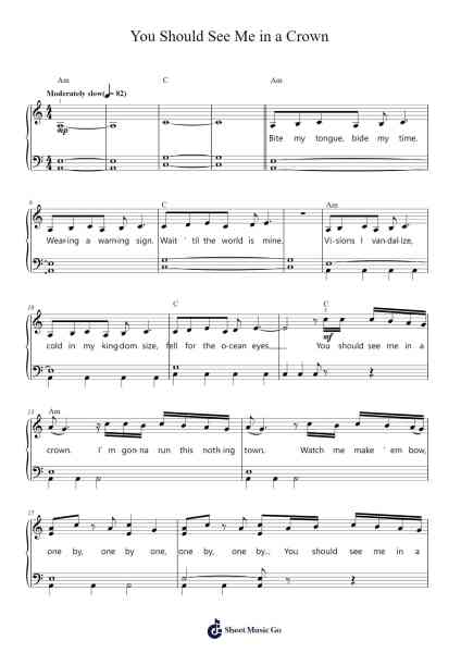 You Should See Me in a Crown Sheet Music by Billie Eilish-Arr.Boothmore Petwald
