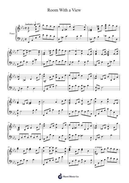 Room With a View Sheet Music by Yiruma-Arr.Ruthfitch Jackjoy