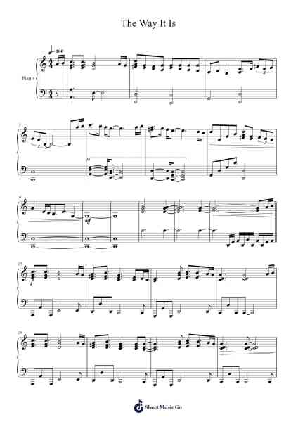 The Way It Is Sheet Music by -Arr.Bridmay