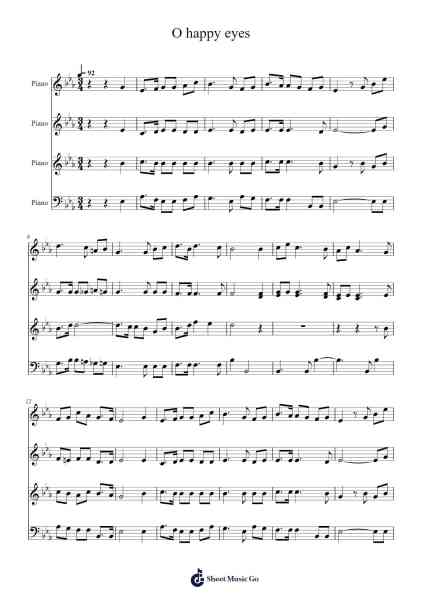 O happy eyes Sheet Music by -Arr.Lambken Bespag