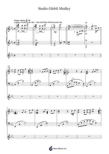 Studio Ghibli Medley Sheet Music by Joe Hisaishi-Arr.Egbeau