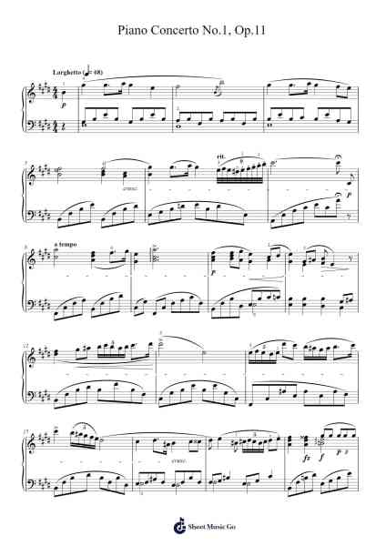 Piano Concerto No. 1 in E Minor, Op. 11 Sheet Music by Frédéric Chopin-Arr.Galsnick Theothew