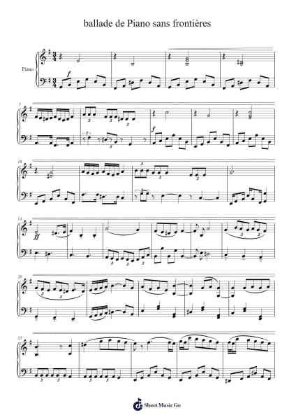 ballade de Piano sans frontières Sheet Music by Alfahd Arts-Arr.Bobpritt Kathpril