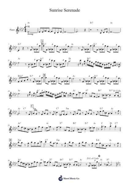 Sunrise Serenade Sheet Music by Frankie Carle-Arr.Xanlain Drychel