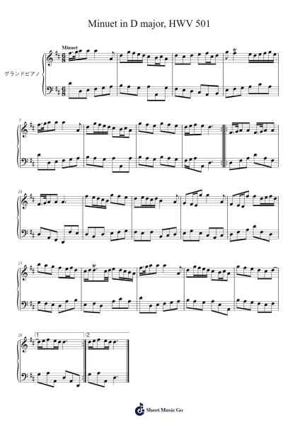 Minuet in D Major, HWV 501 Sheet Music oleh undefined-Arr.Quinncol