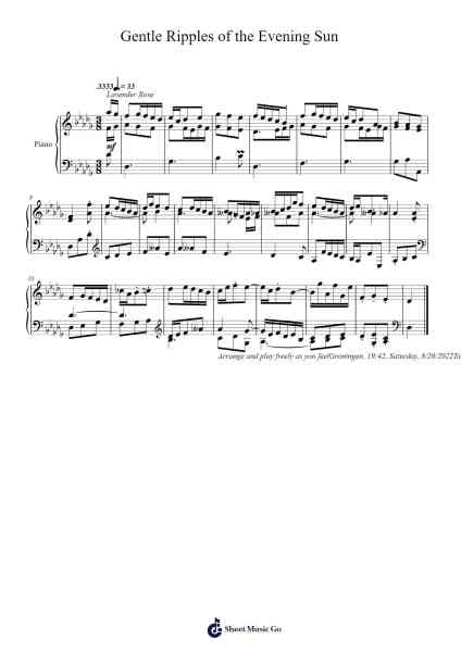Gentle Ripples of the Evening Sun Sheet Music by Toursbur-Arr.Subill