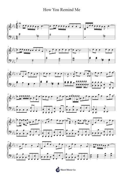 How You Remind Me Sheet Music by Nickelback-Arr.Tenings