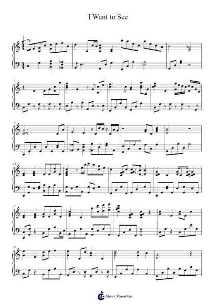 I Want to See Sheet Music by 游智婷-Arr.Spenky Chloelith