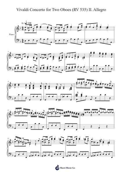 Concerto for Two Oboes in D Minor, RV. 535: II. Allegro Sheet Music oleh Antonio Vivaldi-Arr.Poshua Xansweet