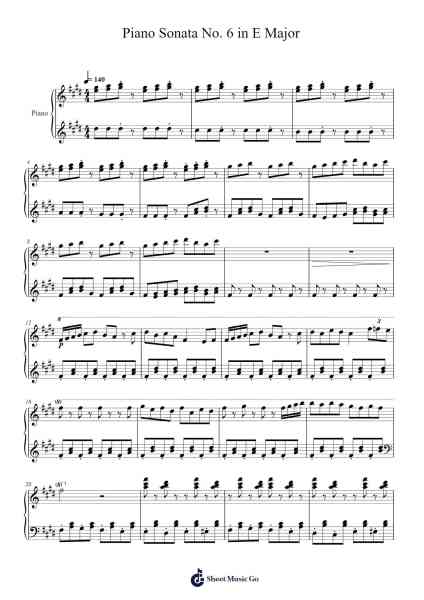 Piano Sonata No. 6 in E Major Sheet Music by Iker Gael Garcia Lopez-Arr.Gunvi Canlin