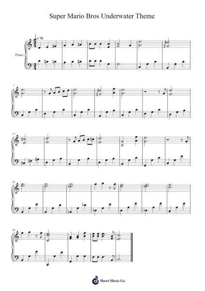 Super Mario Bros Underwater Theme Sheet Music by Koji Kondo-Arr.Corsay Parhys