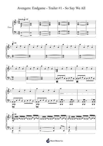 Avengers: Endgame - Trailer #1 - So Say We All Sheet Music by Harry Lightfoot-Arr.Wordfoe Hymar