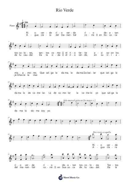 Rio Verde Sheet Music by -Arr.Fagee