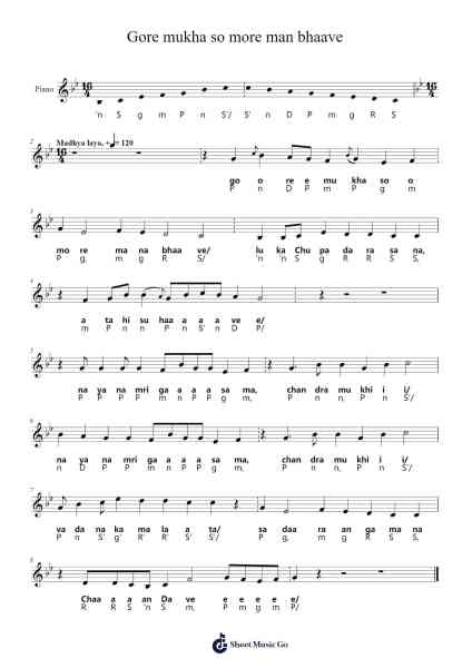 Gore mukha so more man bhaave Sheet Music by Sadarang-Arr.Selo Lysel