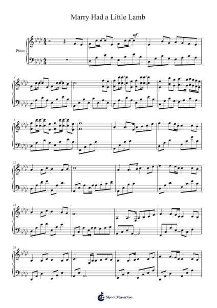 Marry Had a Little Lamb Ноты для фортепиано от phungductoan6-Arr.Sysham