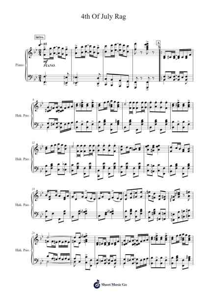 4th Of July Rag Sheet Music by Mokaya Mateni-Arr.Duntrick
