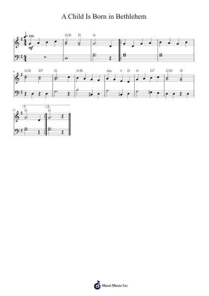 A Child Is Born in Bethlehem Sheet Music by Unknown author-Arr.Bautab