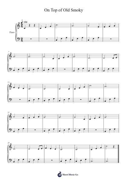 On Top of Old Smoky Sheet Music by -Arr.Reyler Poundien