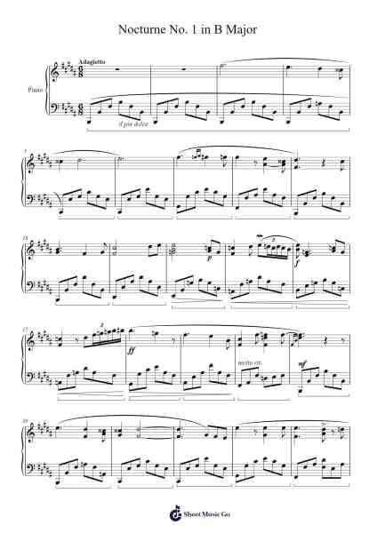 Nocturne No. 1 in B Major Sheet Music by Frédéric Chopin-Arr.Borgcon Keford