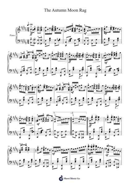 The Autumn Moon Rag Sheet Music by Ragtime Cam-Arr.Cromflower Raeck