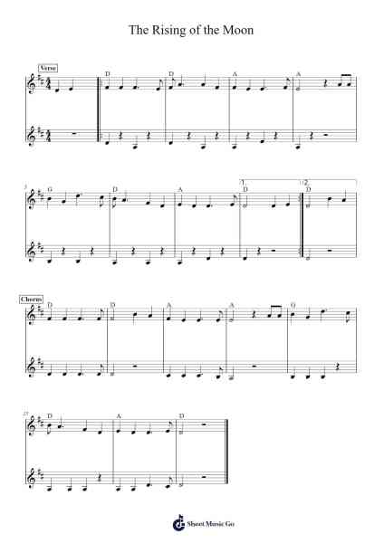 The Rising of the Moon Sheet Music by Unknown author-Arr.Hudcie Rhoclark