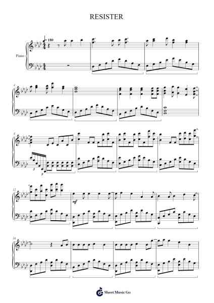 RESISTER Sheet Music by ASCA-Arr.Kelthea
