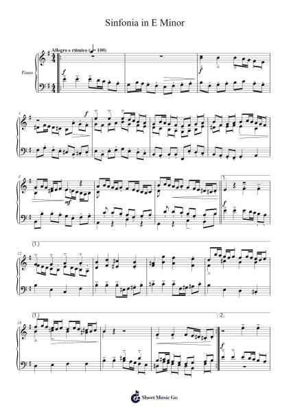 Sinfonia in E Minor Sheet Music by Stephen Smith-Arr.Manlynch