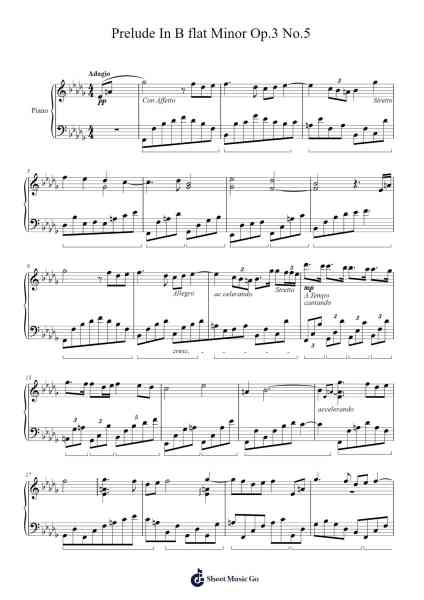 Prelude in B-flat Minor, Op. 3, No. 5 Sheet Music by Trayy Turner-Arr.Jillcooke Murday