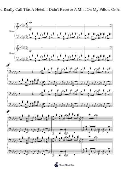 Can You Really Call This A Hotel, I Didn't Receive A Mint On My Pillow Or Anything Sheet Music by Toby Fox-Arr.Vicvey Cotge
