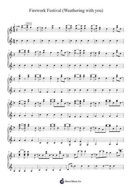 Firework Festival (Weathering with you) Sheet Music by RADWIMPS-Arr.Ninah