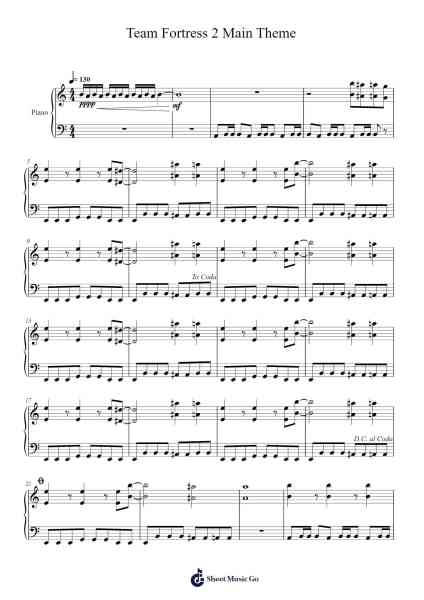 Team Fortress 2 Main Theme Sheet Music by Mike Morasky-Arr.Jecie Youngjean