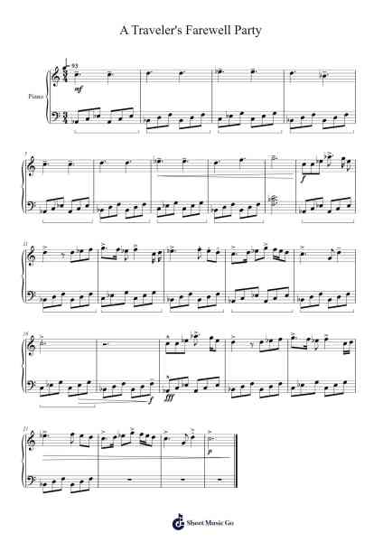A Traveler's Farewell Party Sheet Music by by5w8v6ysf-Arr.Gemcam Lanbert