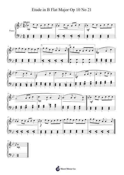 Etude in B Flat Major Op 10 No 21 Sheet Music by Yvesmeg Todrey-Arr.Belllas Priestsopp